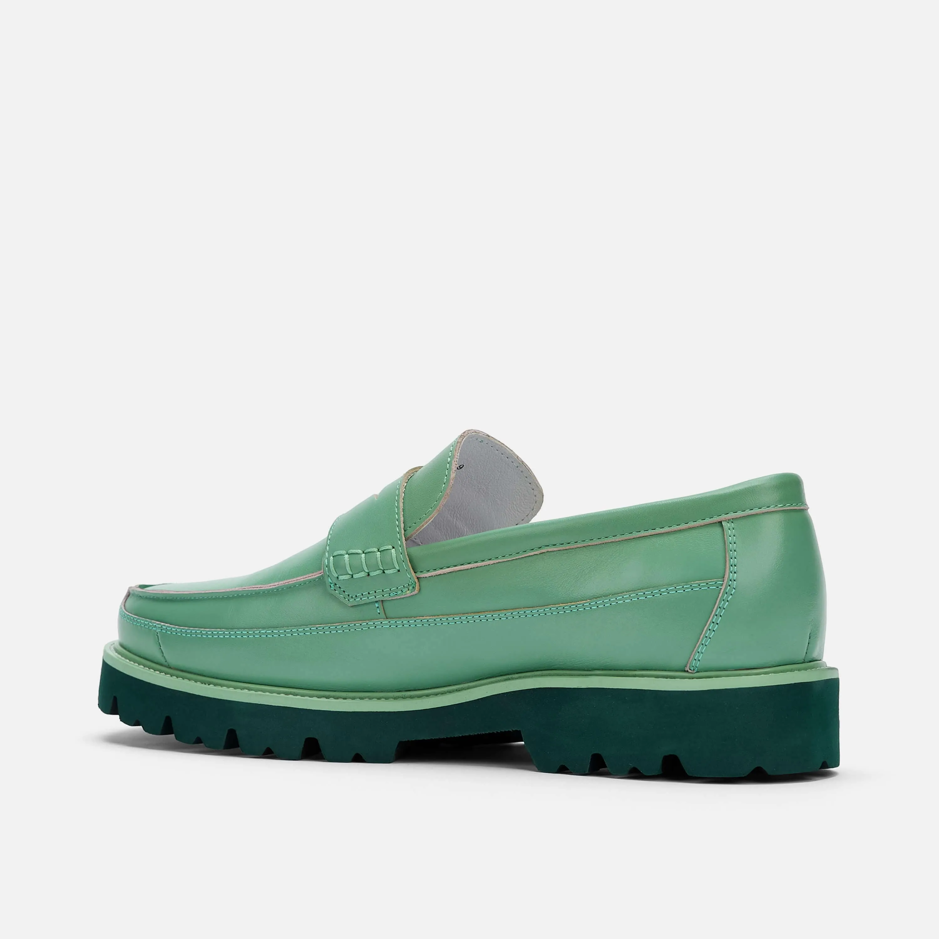 Adler Green Ombré Leather Penny Loafers
