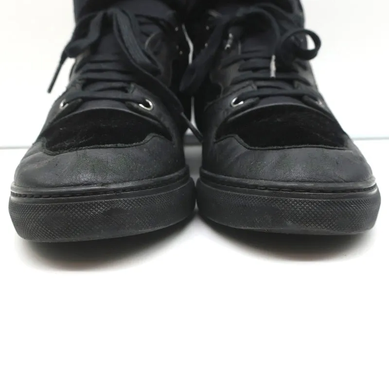 Balenciaga High Top Sneakers Black Leather & Velvet Size 40
