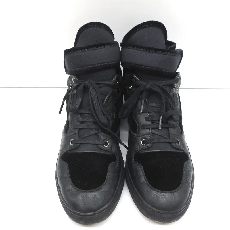Balenciaga High Top Sneakers Black Leather & Velvet Size 40