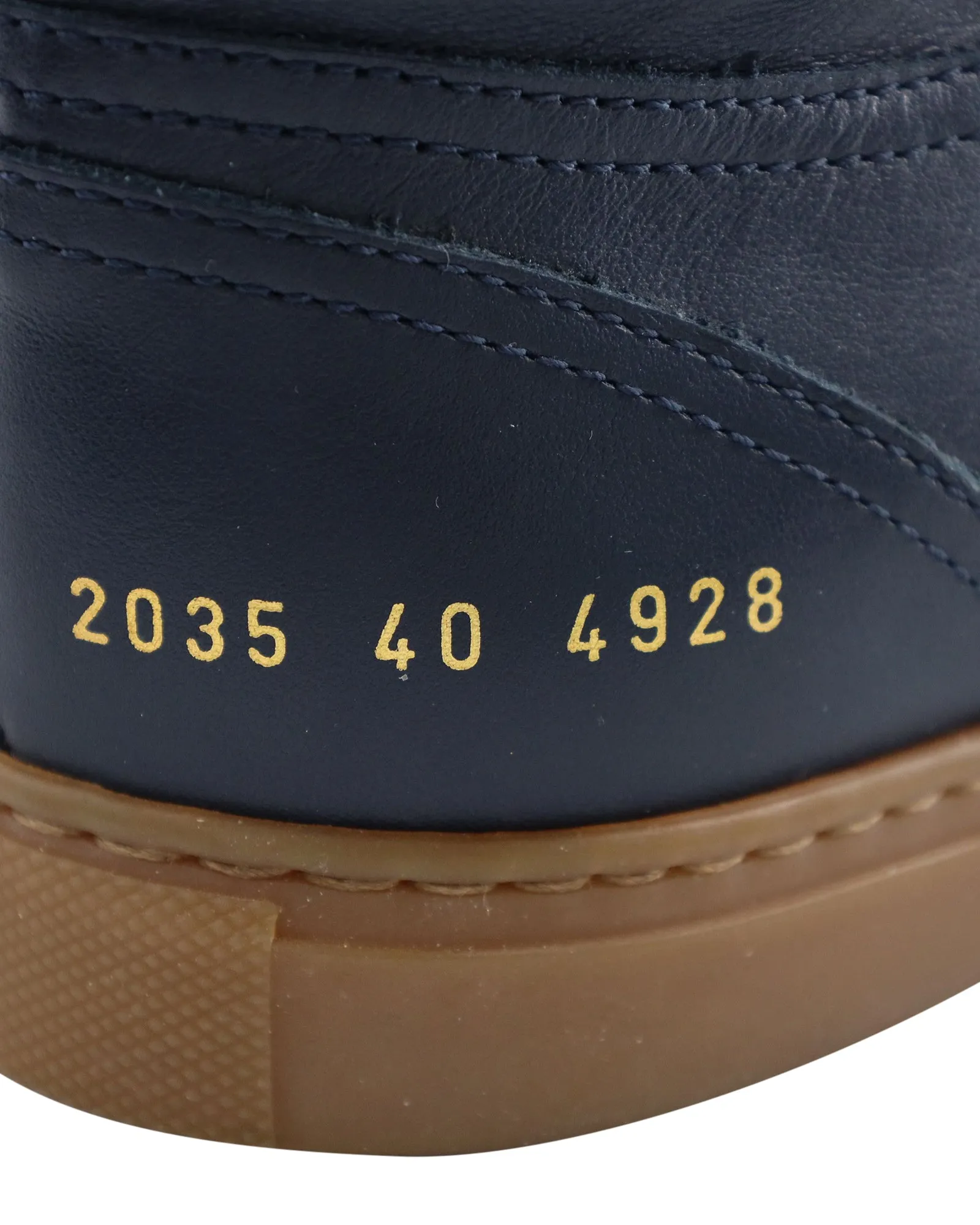 Common Projects x Robert Geller High Cut Sneakers in Navy Blue Leather
