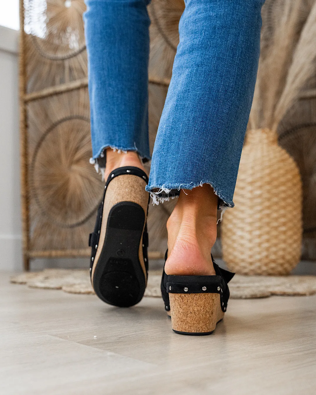 Corkys Just Precious Faux Suede Wedge Clogs - Black