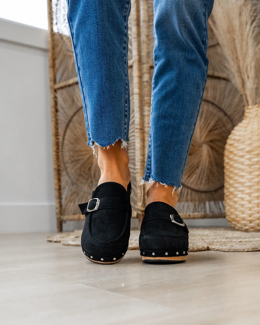 Corkys Just Precious Faux Suede Wedge Clogs - Black