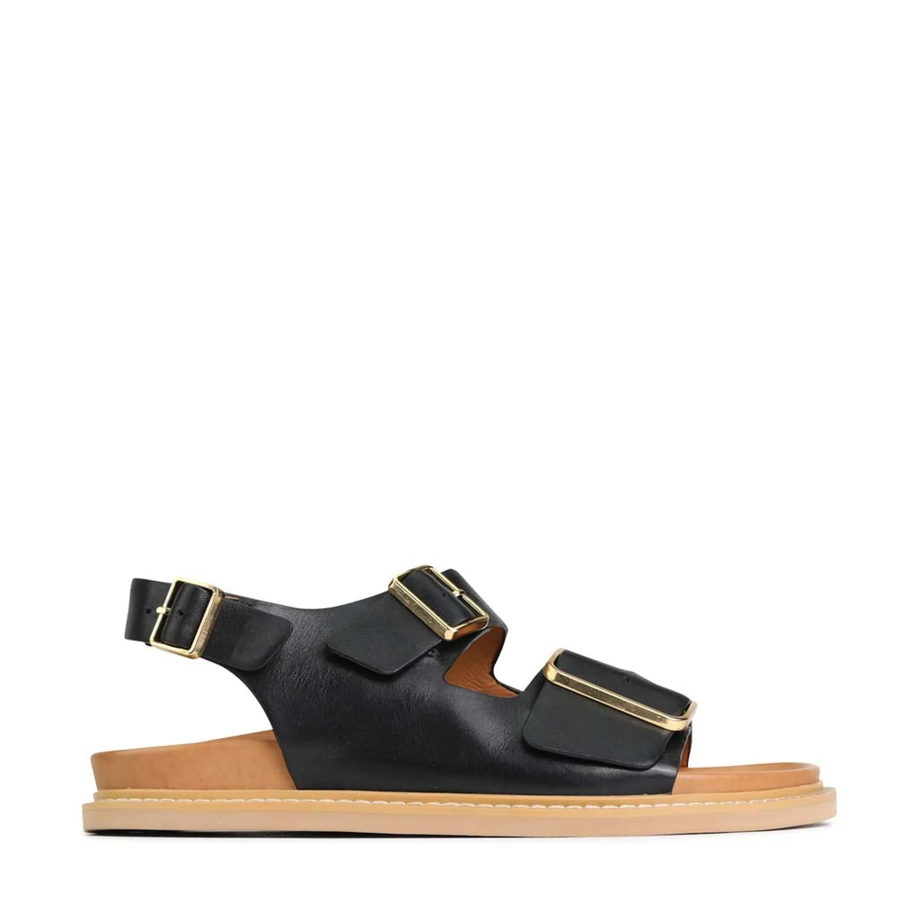 DEANA LEATHER TRIPLE BUCKLE SANDALS