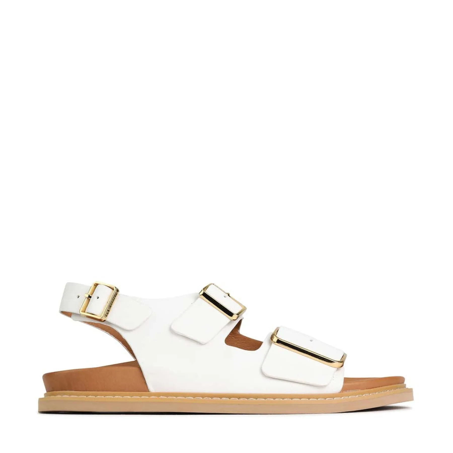 DEANA LEATHER TRIPLE BUCKLE SANDALS