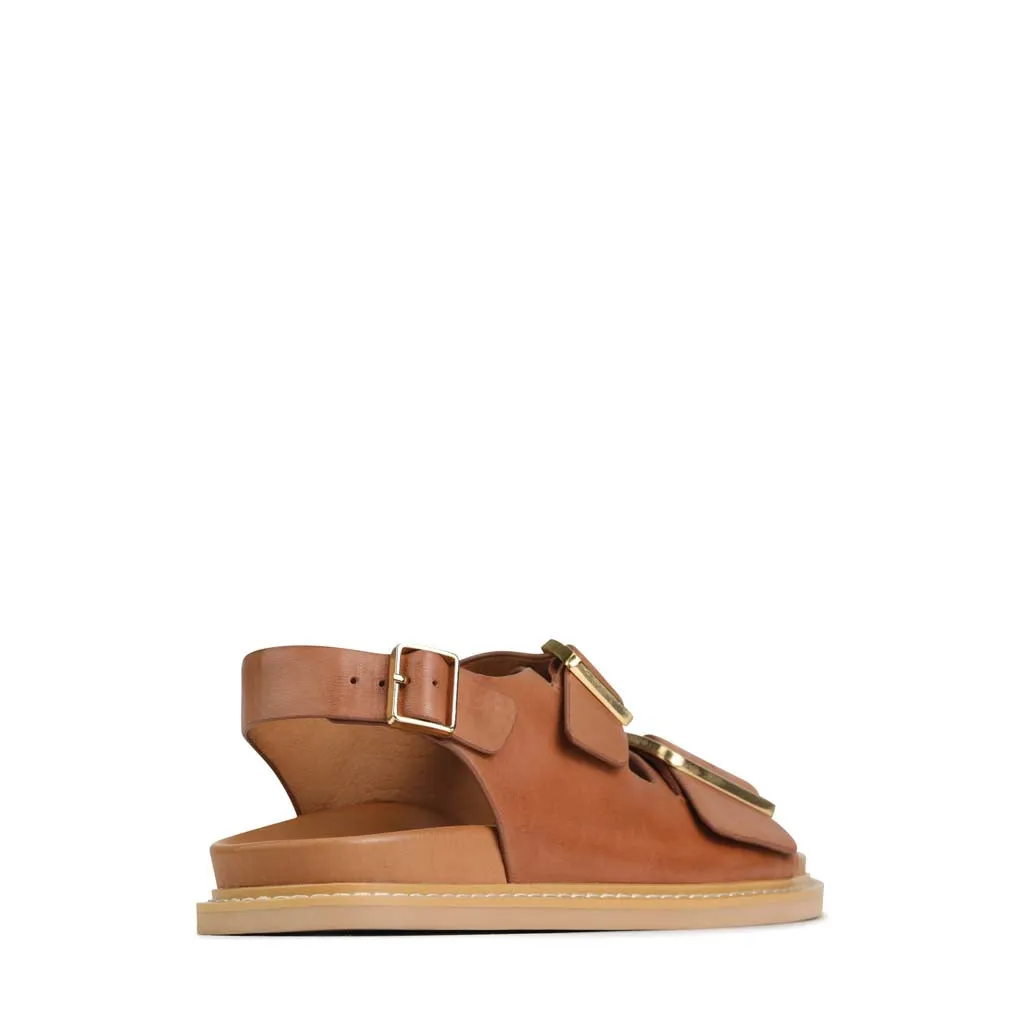DEANA LEATHER TRIPLE BUCKLE SANDALS
