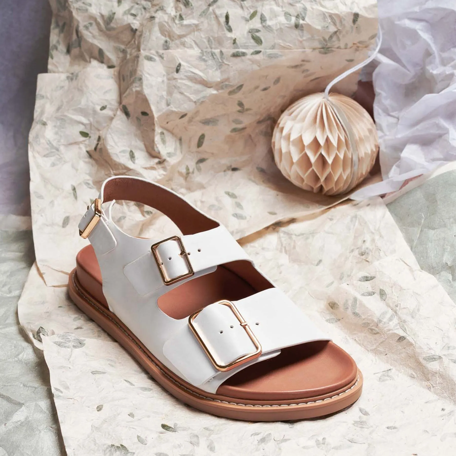 DEANA LEATHER TRIPLE BUCKLE SANDALS