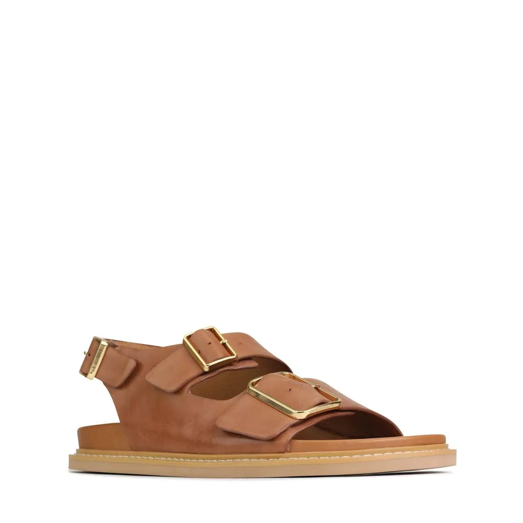 DEANA LEATHER TRIPLE BUCKLE SANDALS