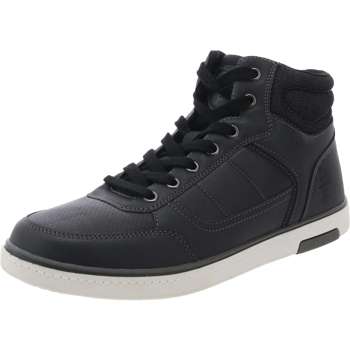 Deion Mens Lace-Up Faux Leather High-Top Sneakers