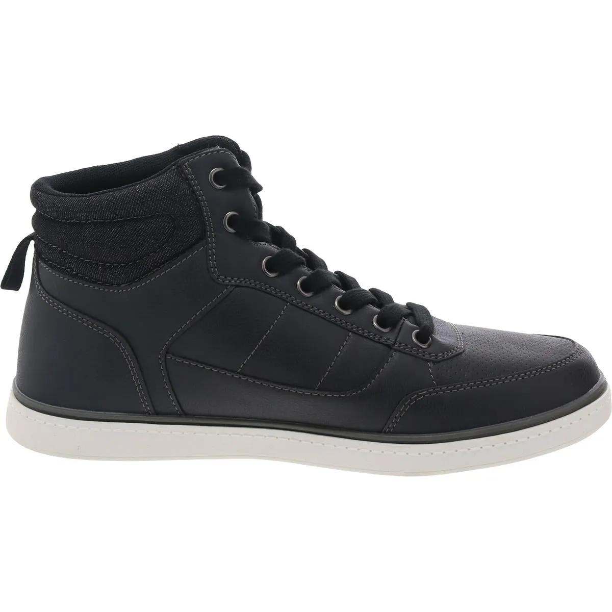 Deion Mens Lace-Up Faux Leather High-Top Sneakers