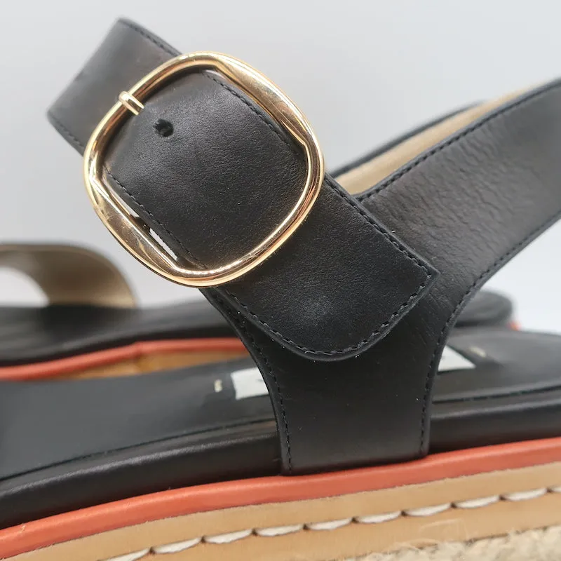 Gabriela Hearst Platform Espadrille Sandals Ryka Black Leather Size 36