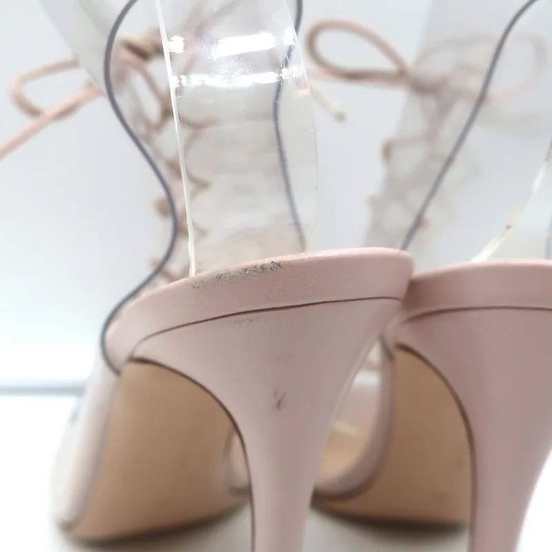 Gianvito Rossi Helmut Plexi Lace-Up Booties PVC & Blush Leather Size 39