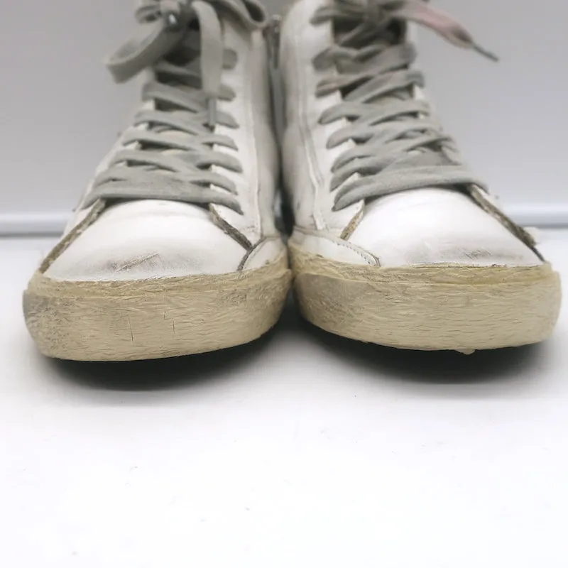 Golden Goose Francy Camo-Trim High Top Sneakers White Leather Size 36