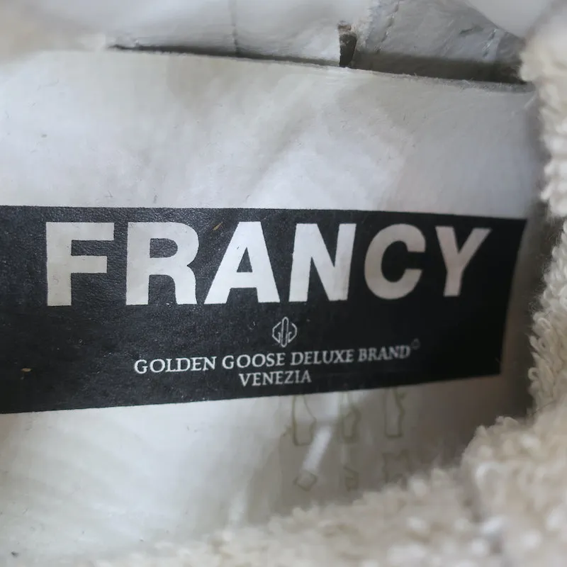 Golden Goose Francy Camo-Trim High Top Sneakers White Leather Size 36