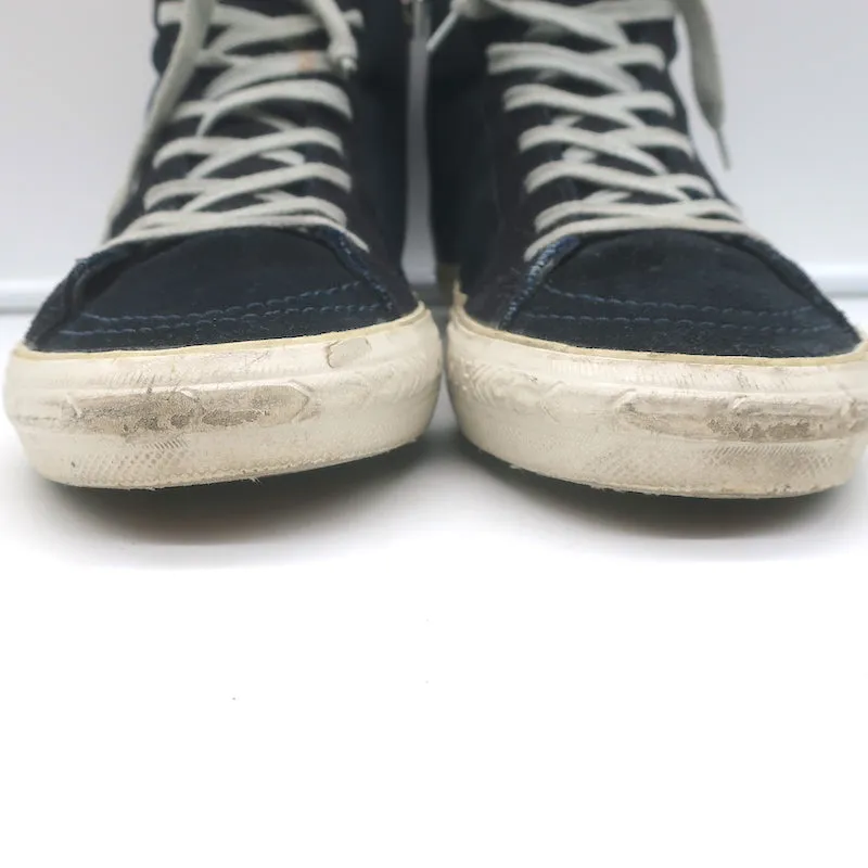 Golden Goose Slide Denim & Suede High-Top Sneakers Navy Size 40