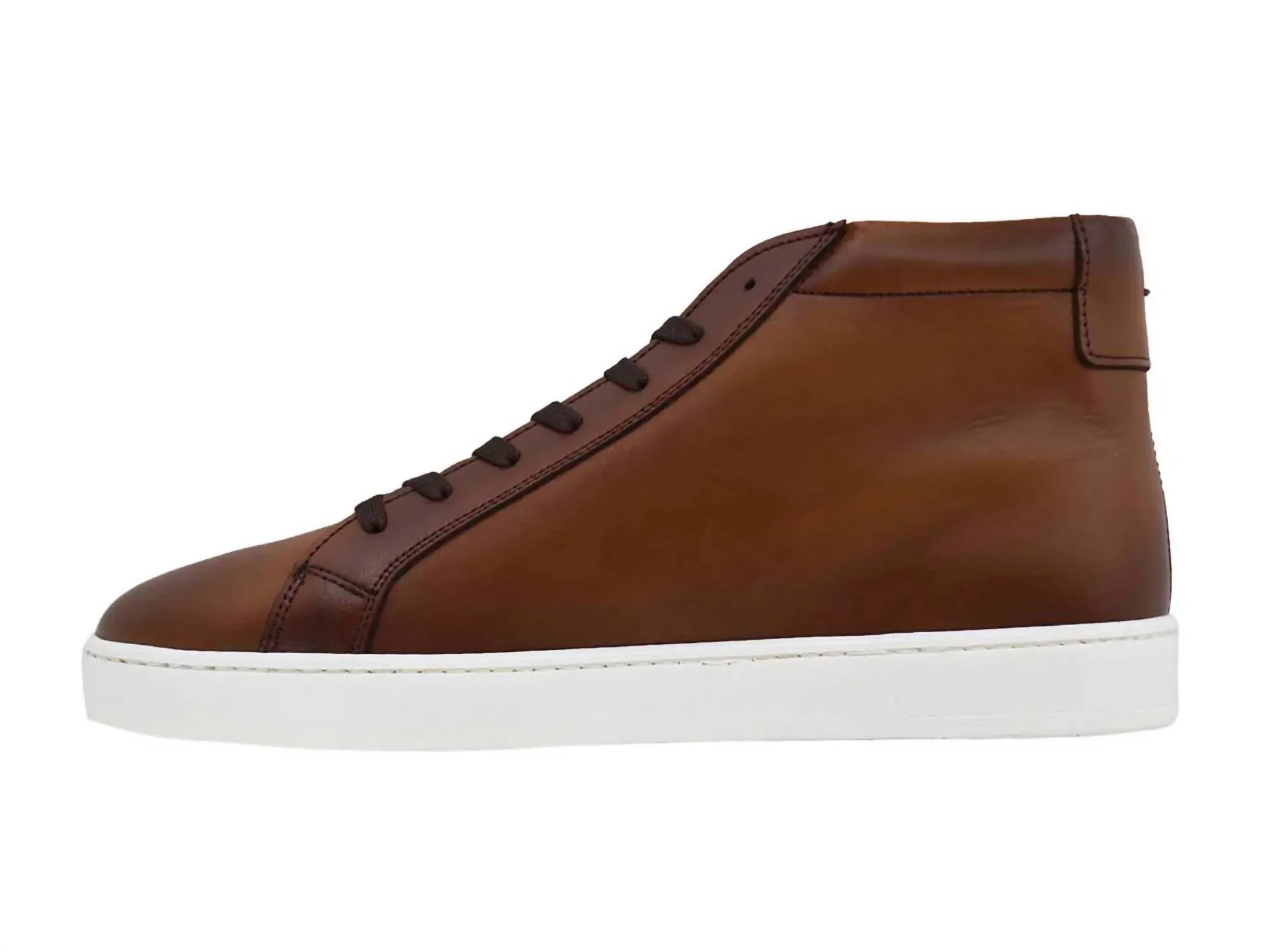 High Top Leather Urban Sneakers In Brown