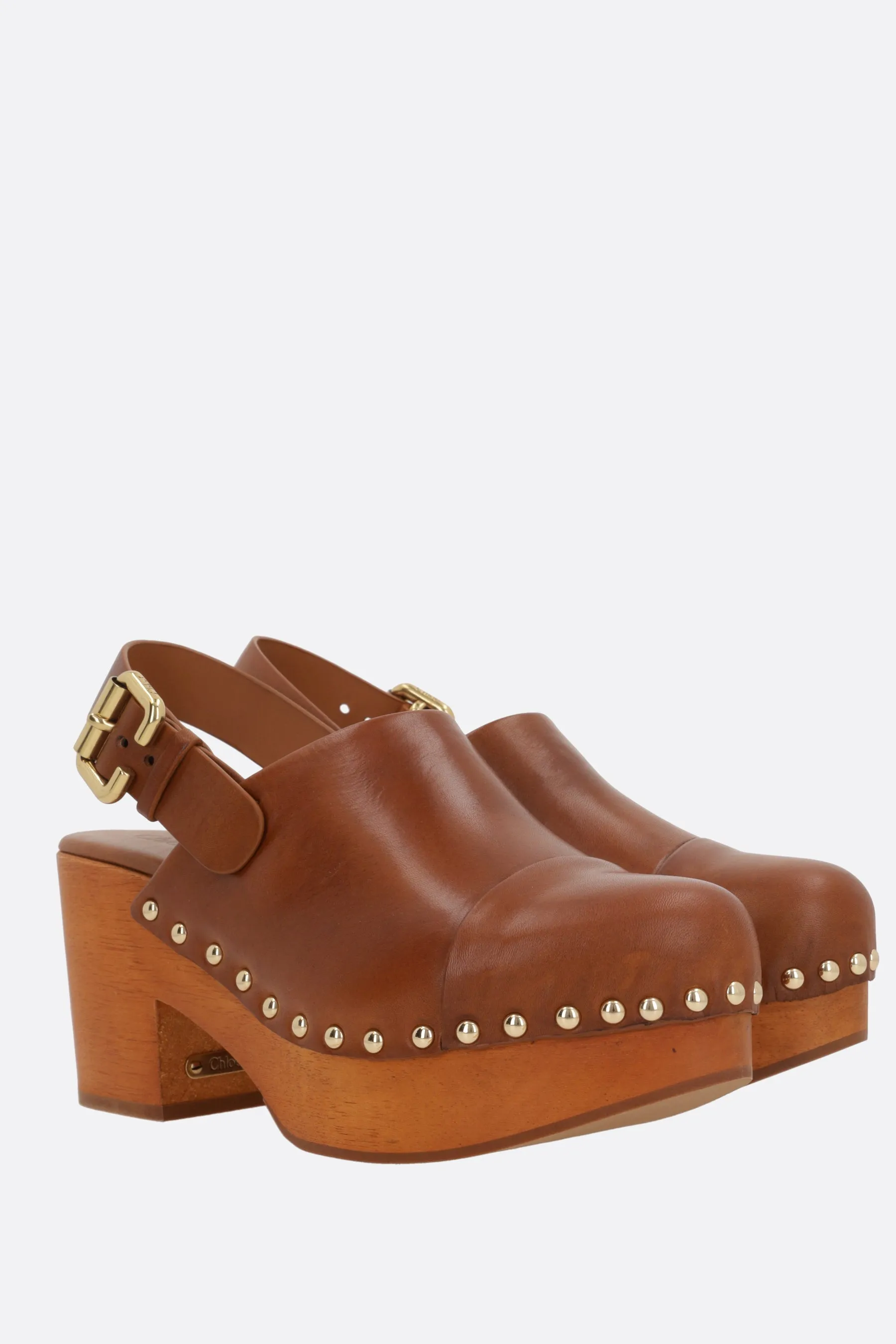 Jeannette platform clogs in shiny leather