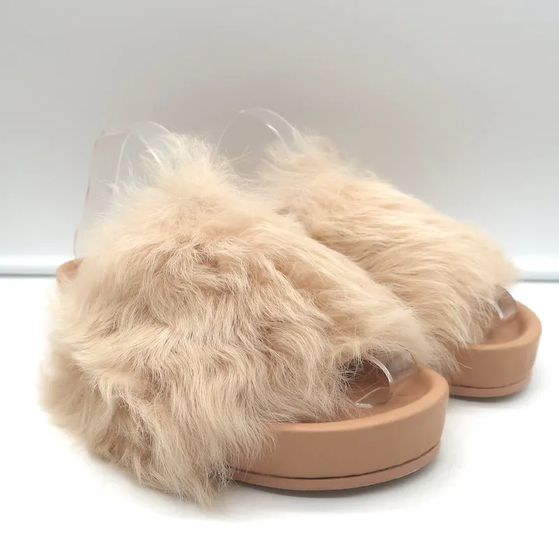 Jil Sander Toscana Shearling Slide Sandals Nude Size 39