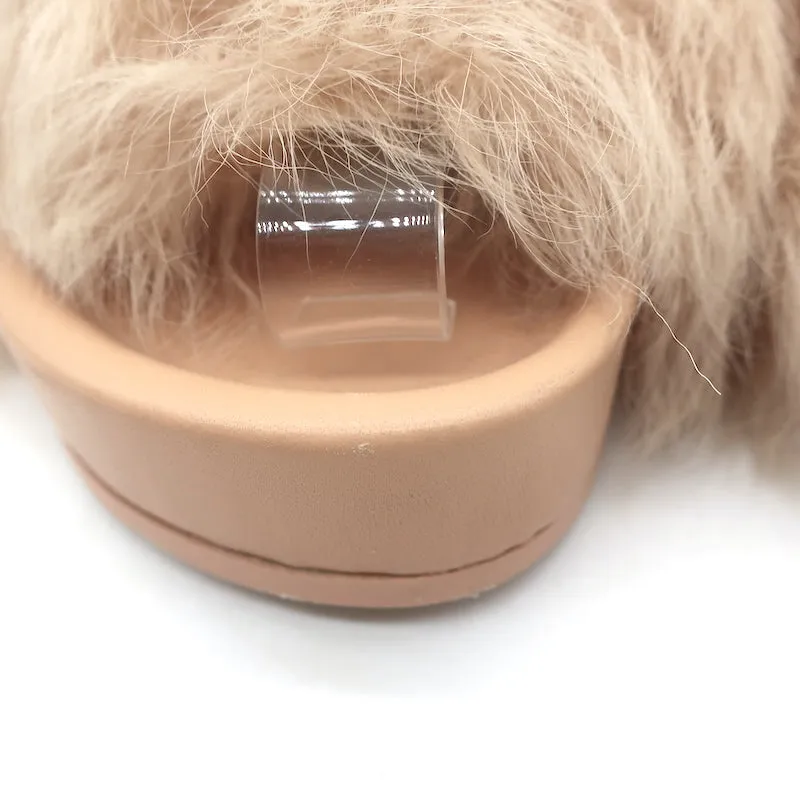 Jil Sander Toscana Shearling Slide Sandals Nude Size 39