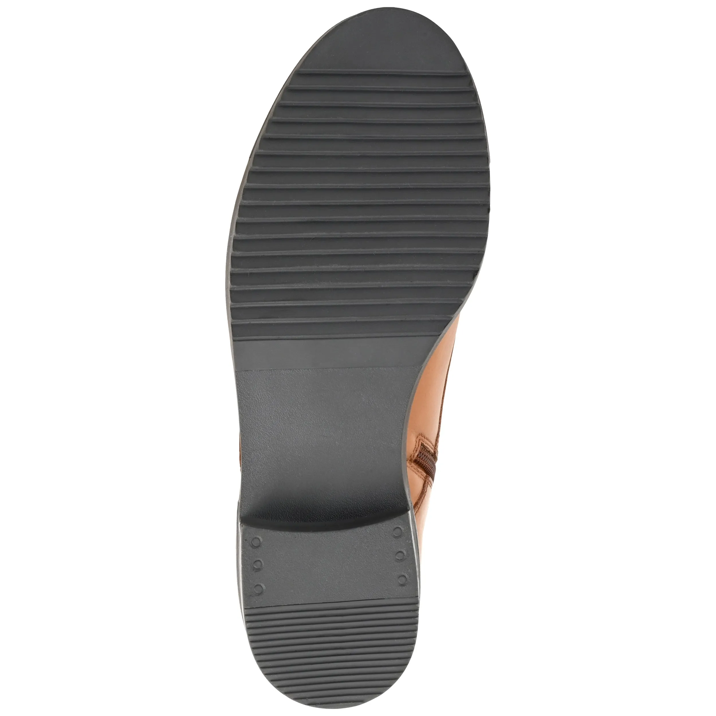 Journee Signature Womens Genuine Leather Natara Round Toe Stacked Combat Booties