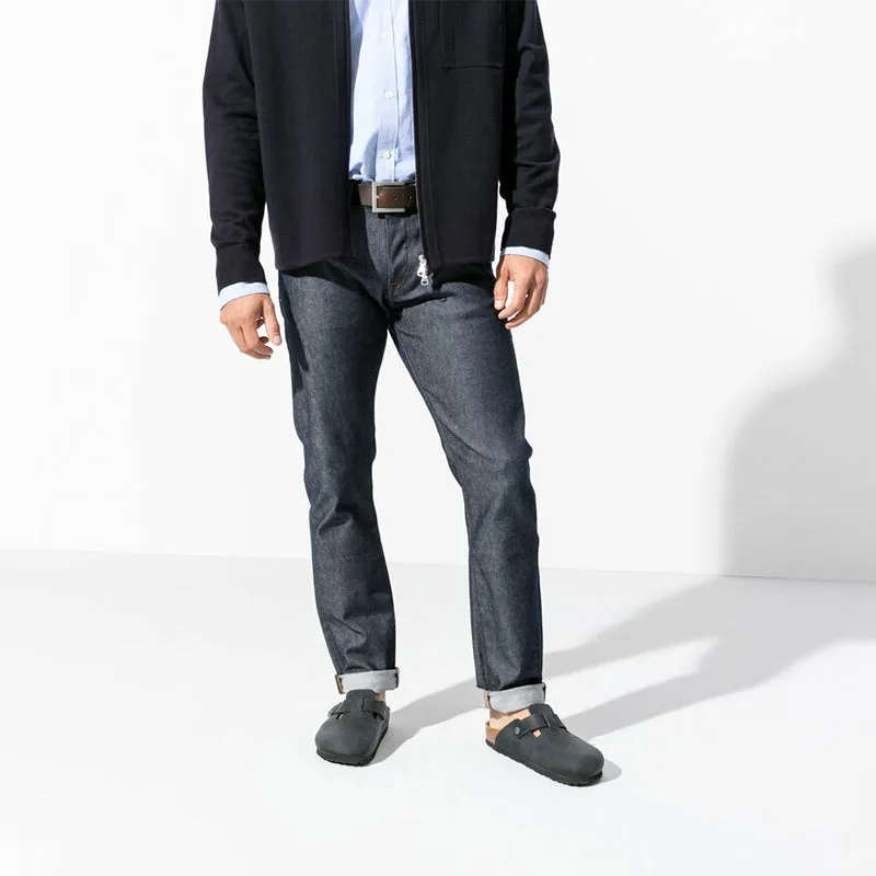 Men's Boston Black Oiled Leather