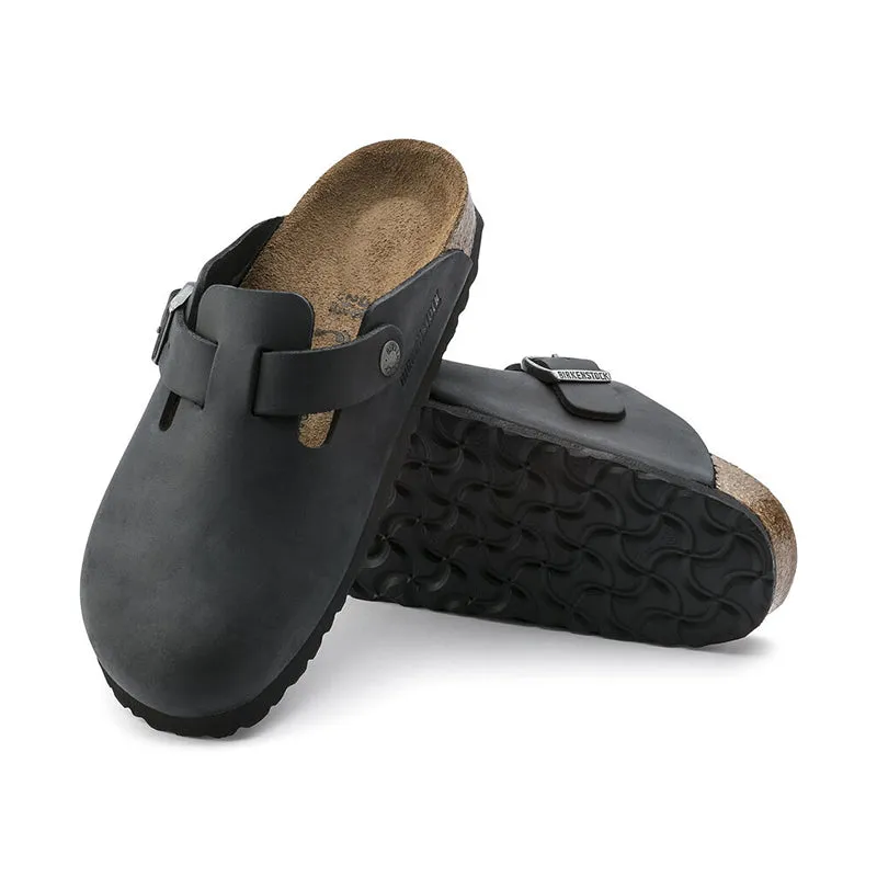 Men's Boston Black Oiled Leather