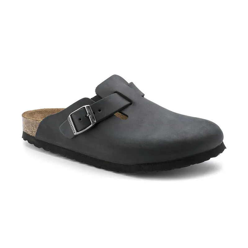 Men's Boston Black Oiled Leather