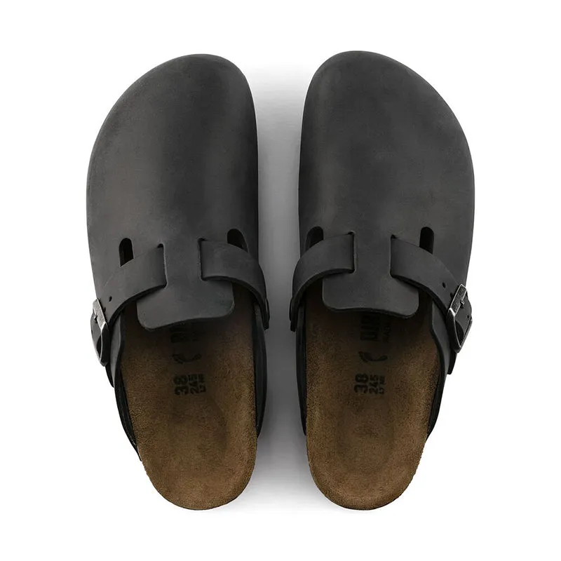Men's Boston Black Oiled Leather