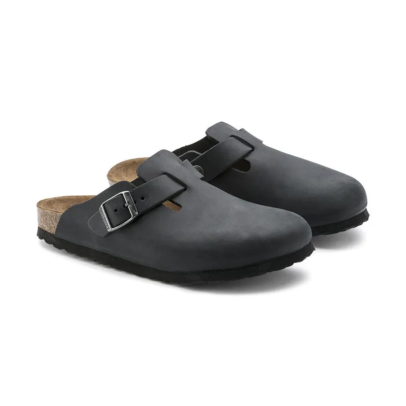 Men's Boston Black Oiled Leather