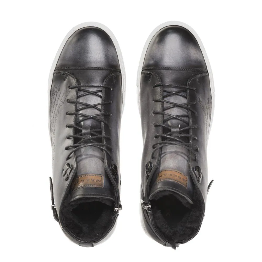 Mezlan Etched High-Top Sneaker Grey