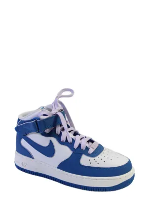 Nike Womens Leather Textured Lace Up High Top Colorblock Sneakers White
