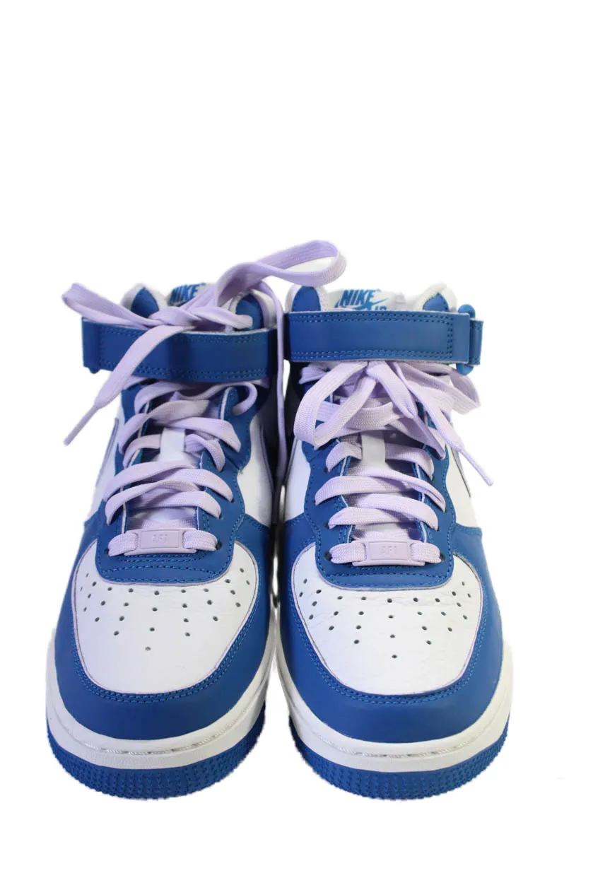 Nike Womens Leather Textured Lace Up High Top Colorblock Sneakers White