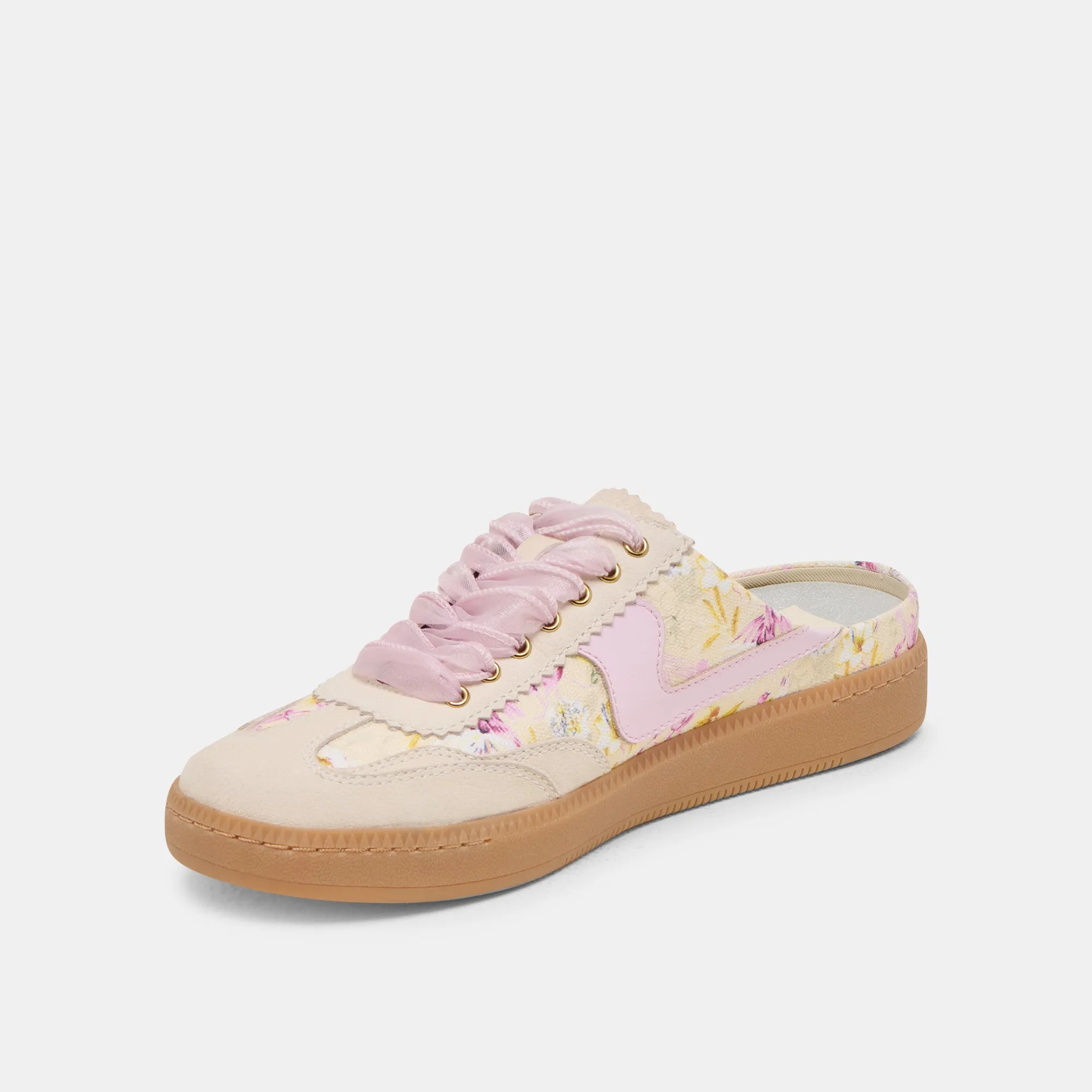 NOTICE SLIDE SNEAKERS PURPLE FLORAL LEATHER