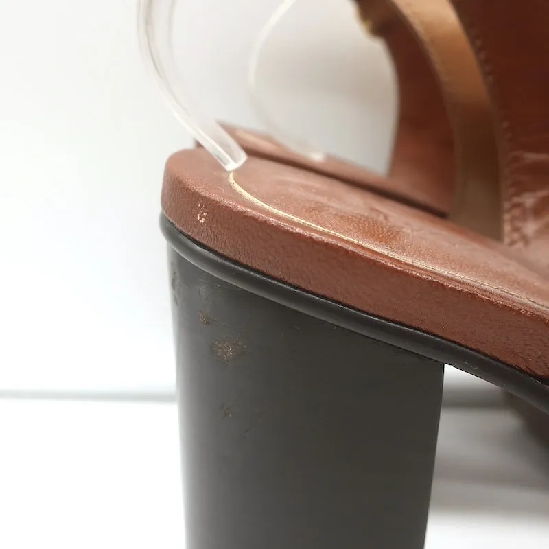 See By Chloe Crisscross Platform Sandals Brown Leather Size 39 Slingback Heels