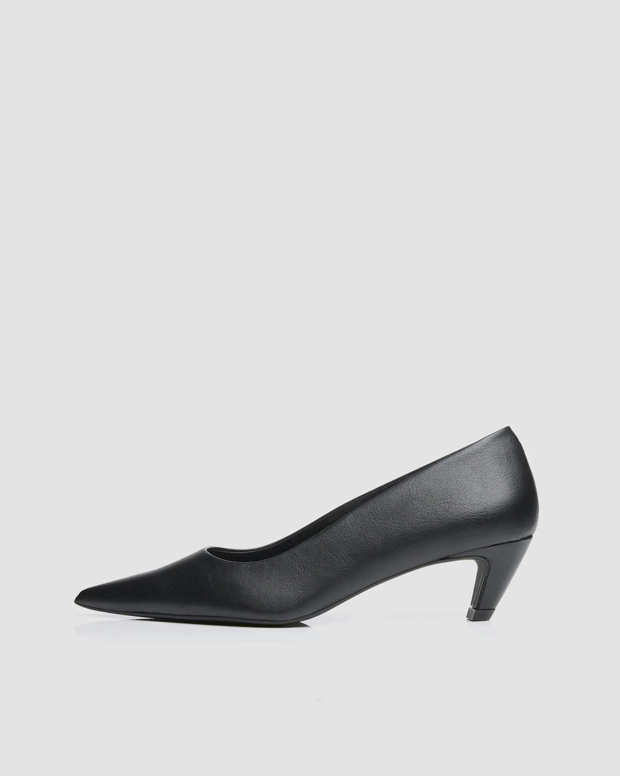 Siren Vegan Grape Leather Kitten Heels | Black