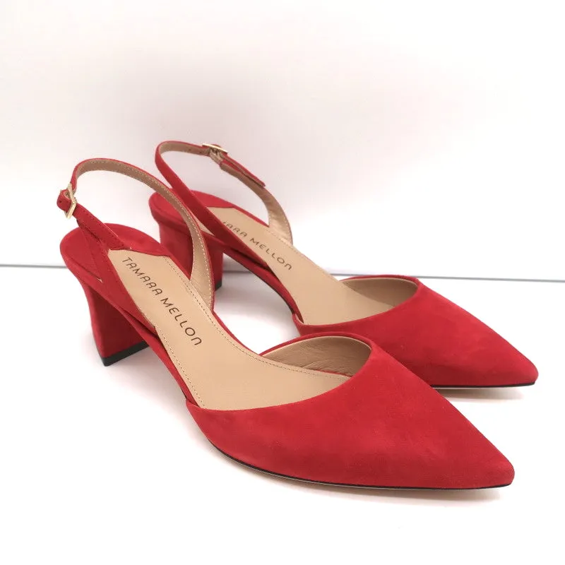Tamara Mellon Liaison 55 Slingback Pumps Red Suede Size 36.5 NEW