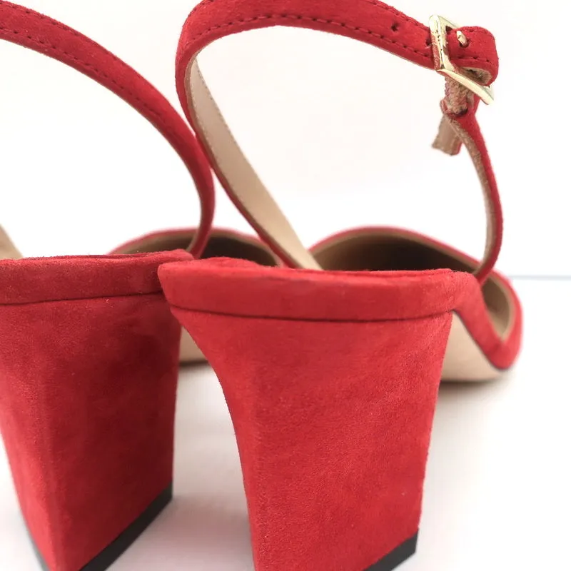 Tamara Mellon Liaison 55 Slingback Pumps Red Suede Size 36.5 NEW