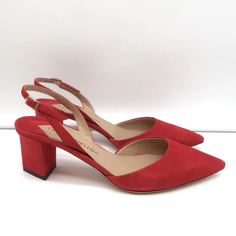 Tamara Mellon Liaison 55 Slingback Pumps Red Suede Size 36.5 NEW