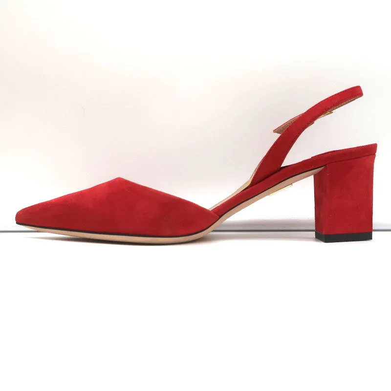 Tamara Mellon Liaison 55 Slingback Pumps Red Suede Size 36.5 NEW