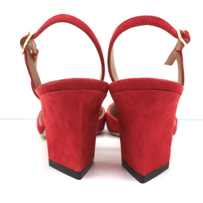 Tamara Mellon Liaison 55 Slingback Pumps Red Suede Size 36.5 NEW