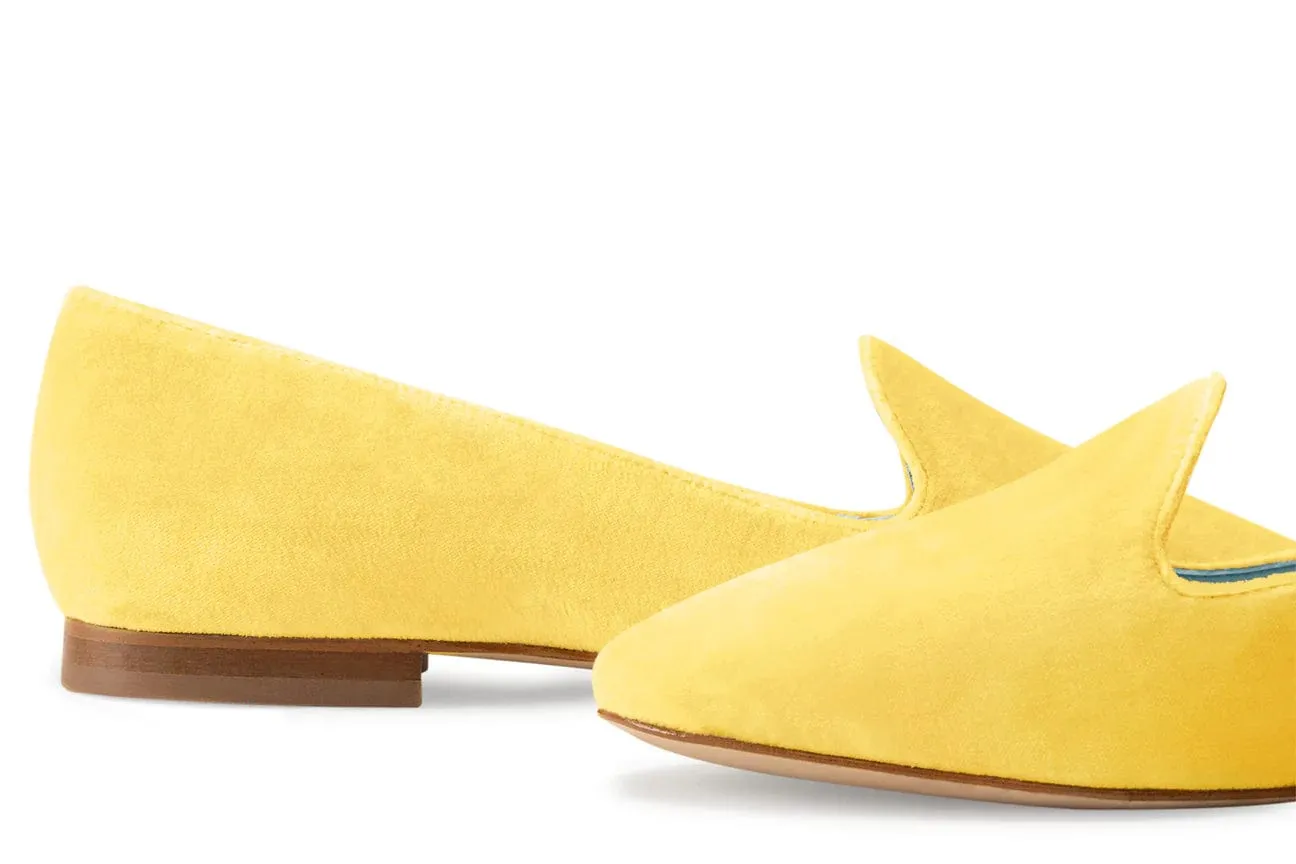 Tara Vegan Velvet Slipper Pumps | Yellow