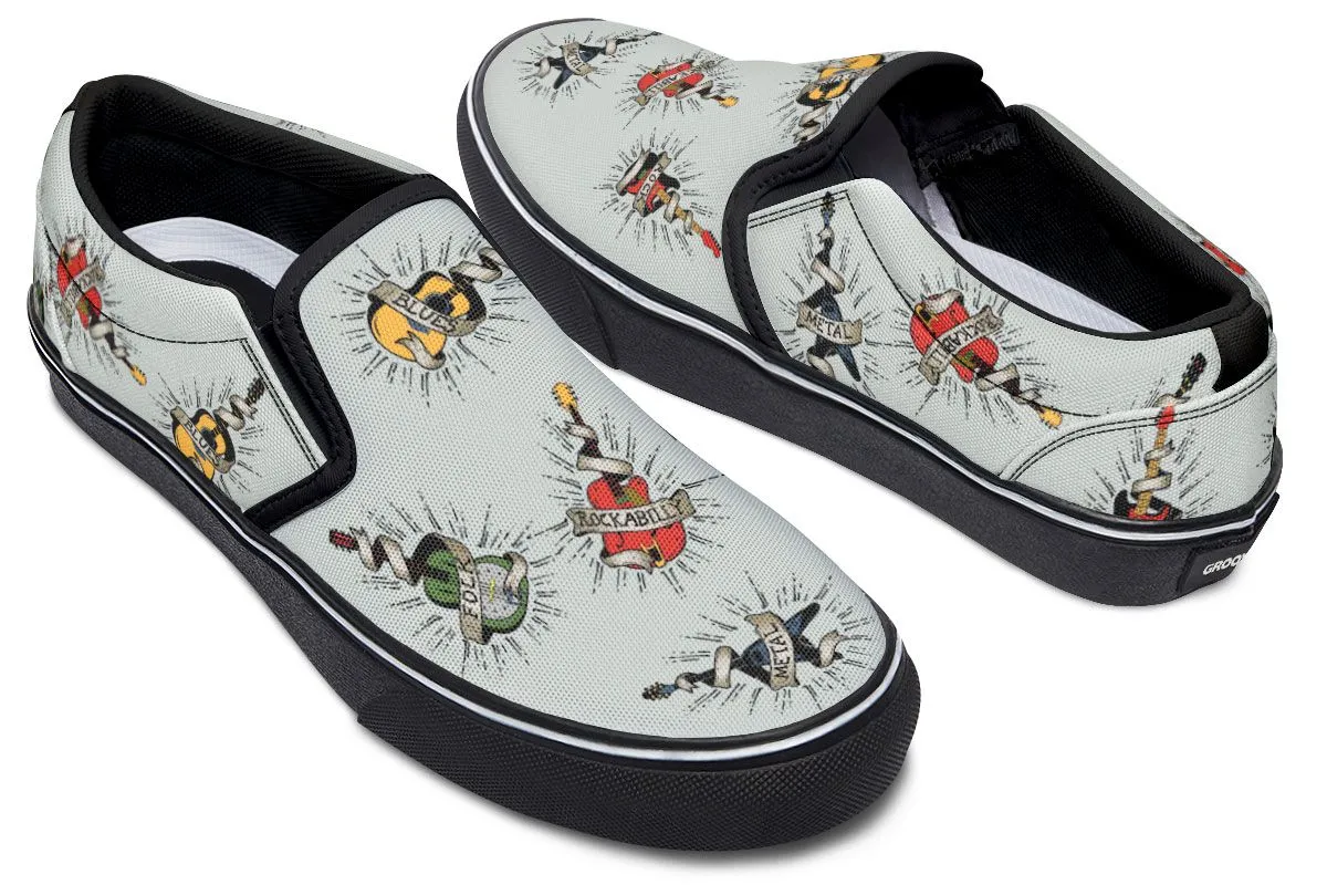 Tattoo Guitar Slip-On Shoes