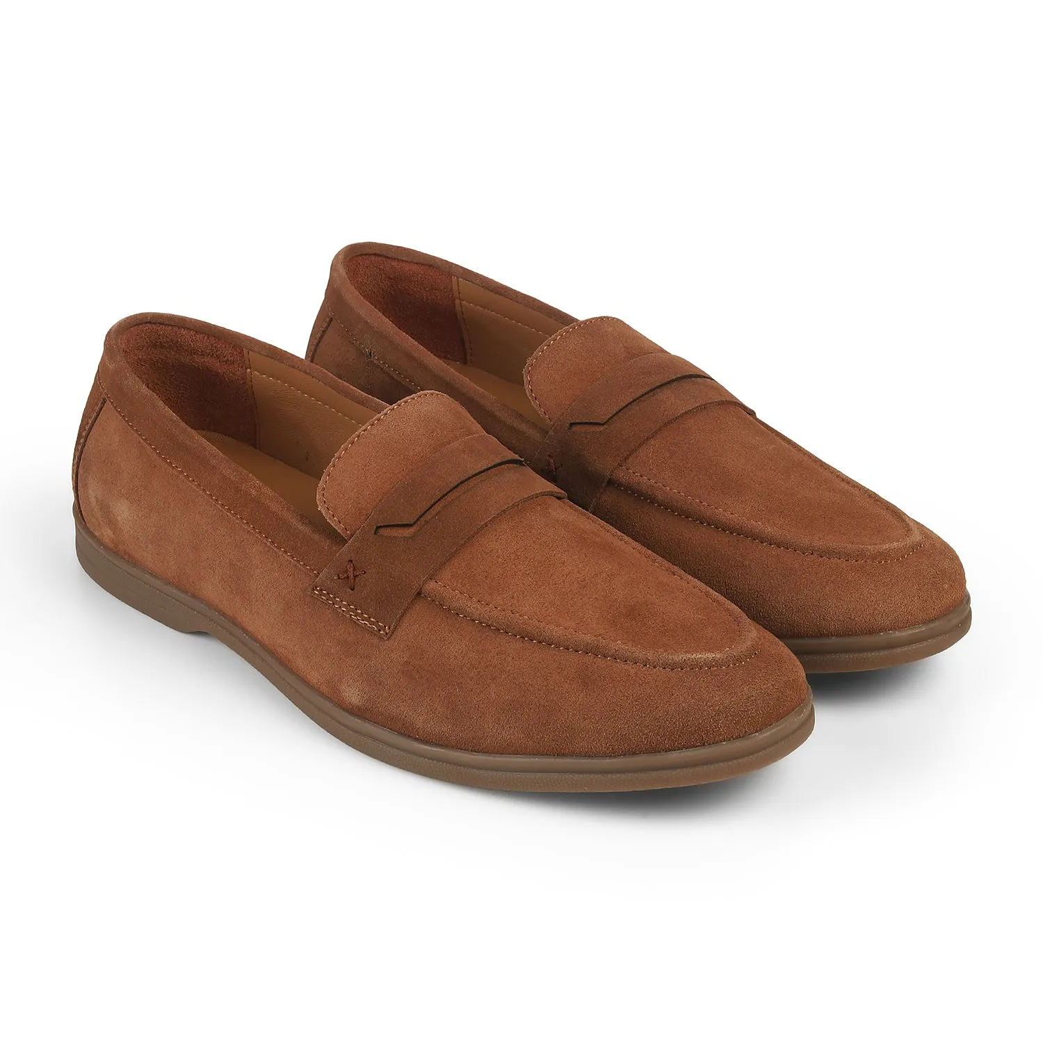 Tresmode Veni Tan Men's Suede Leather Loafers