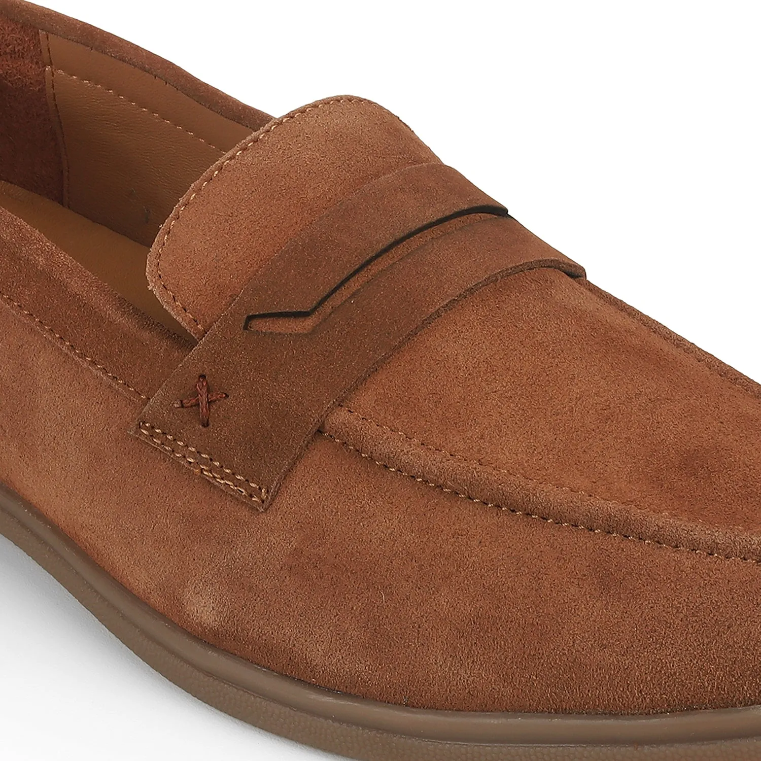 Tresmode Veni Tan Men's Suede Leather Loafers