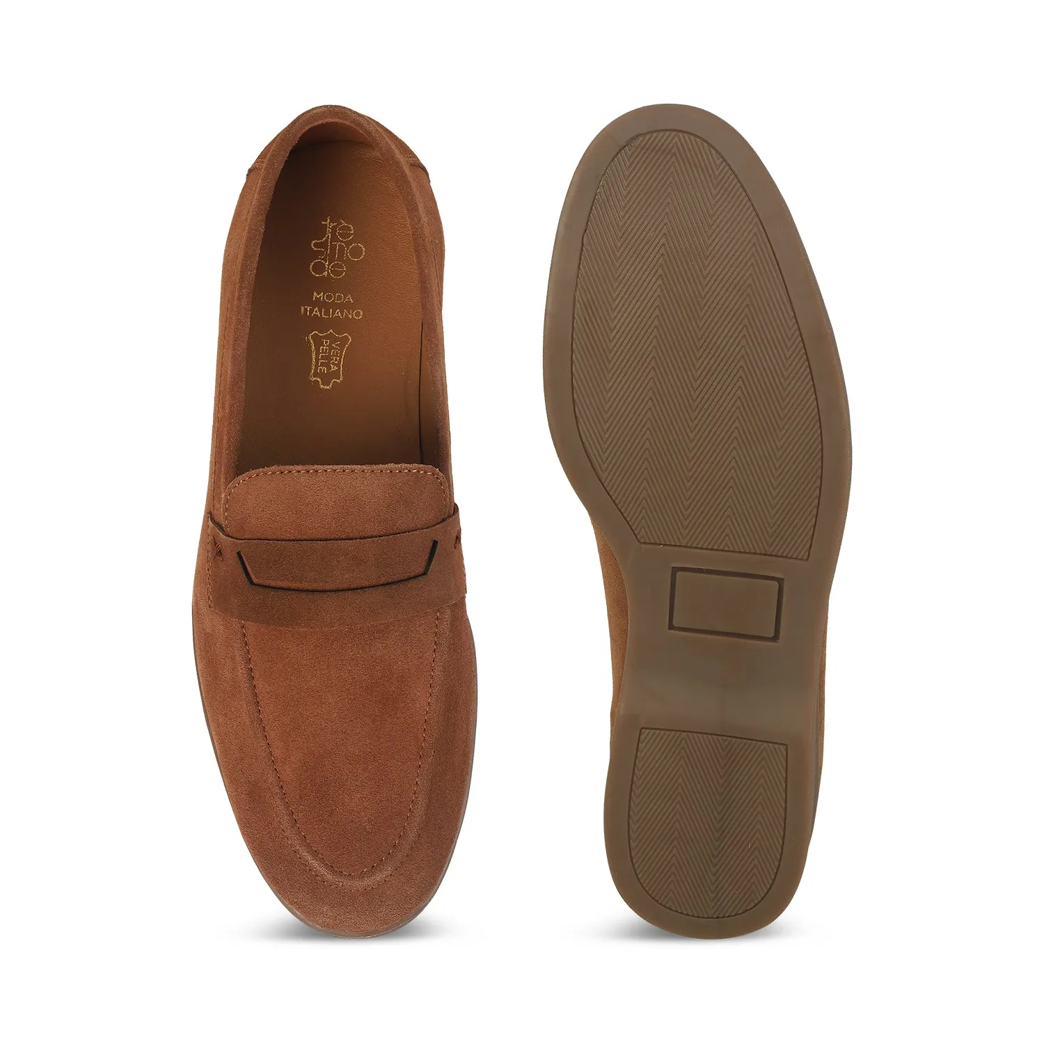 Tresmode Veni Tan Men's Suede Leather Loafers