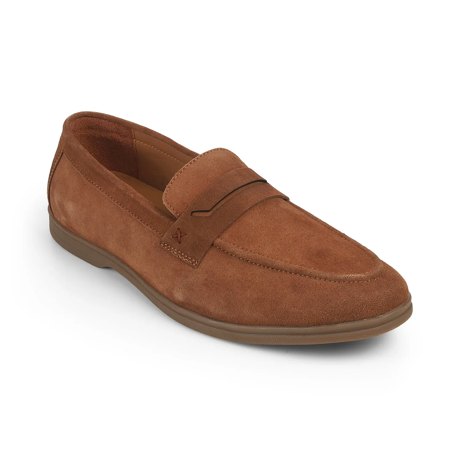 Tresmode Veni Tan Men's Suede Leather Loafers