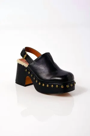 Women's Autumn Studded Platform Clogs In Black