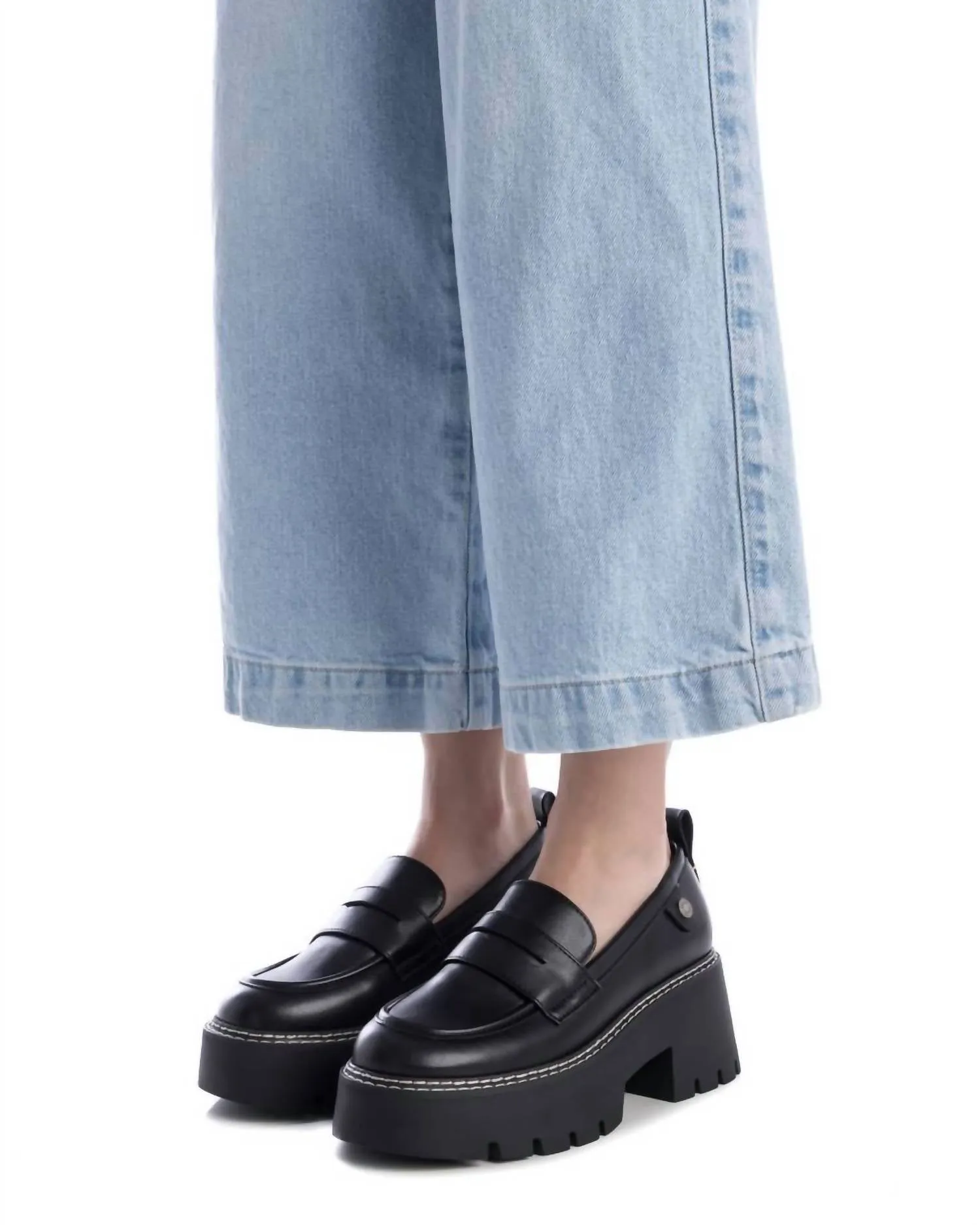 Women's Casual Platform Moccasins In Black