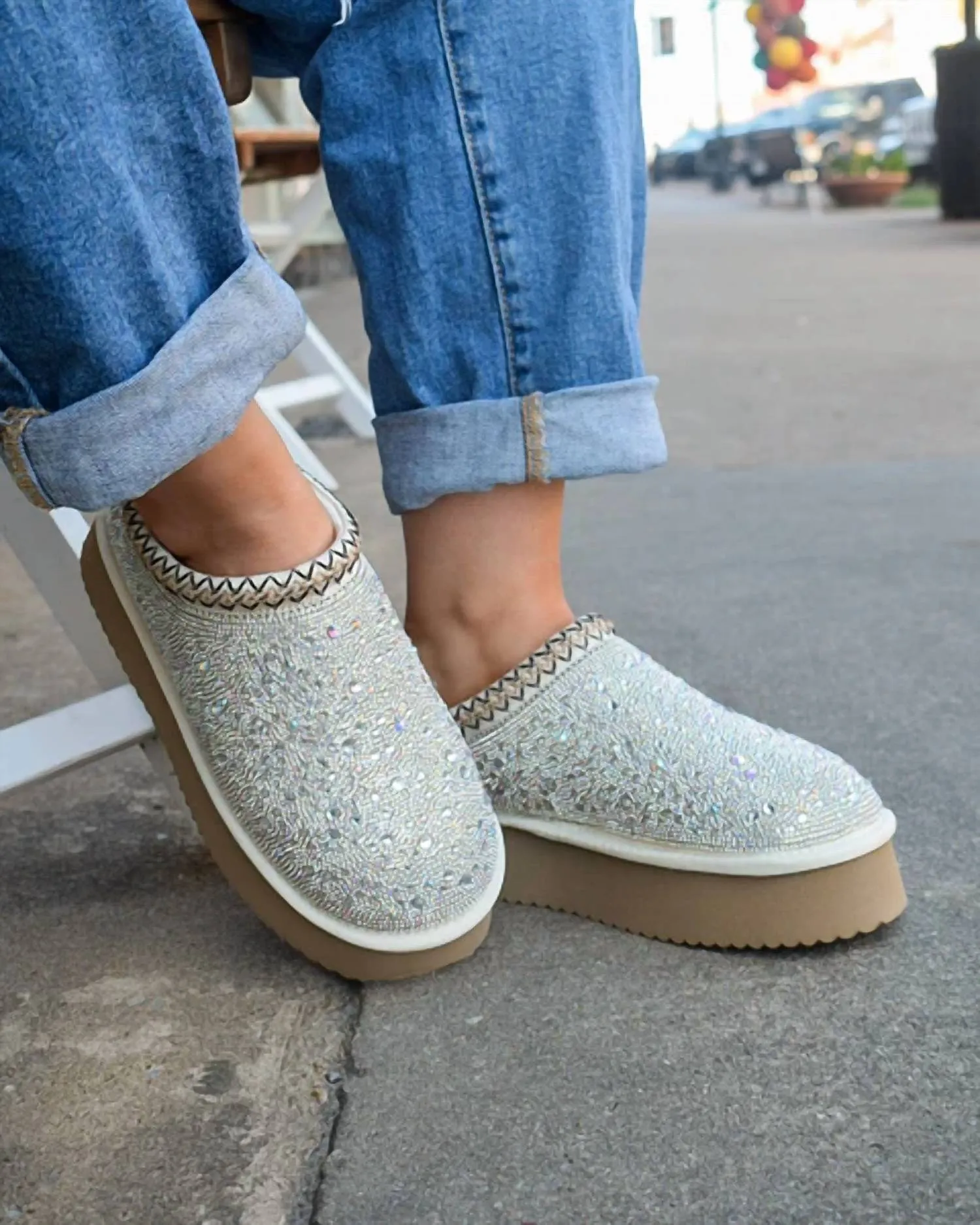 Women's Do Not Disturb Sparkle Clogs In Silver