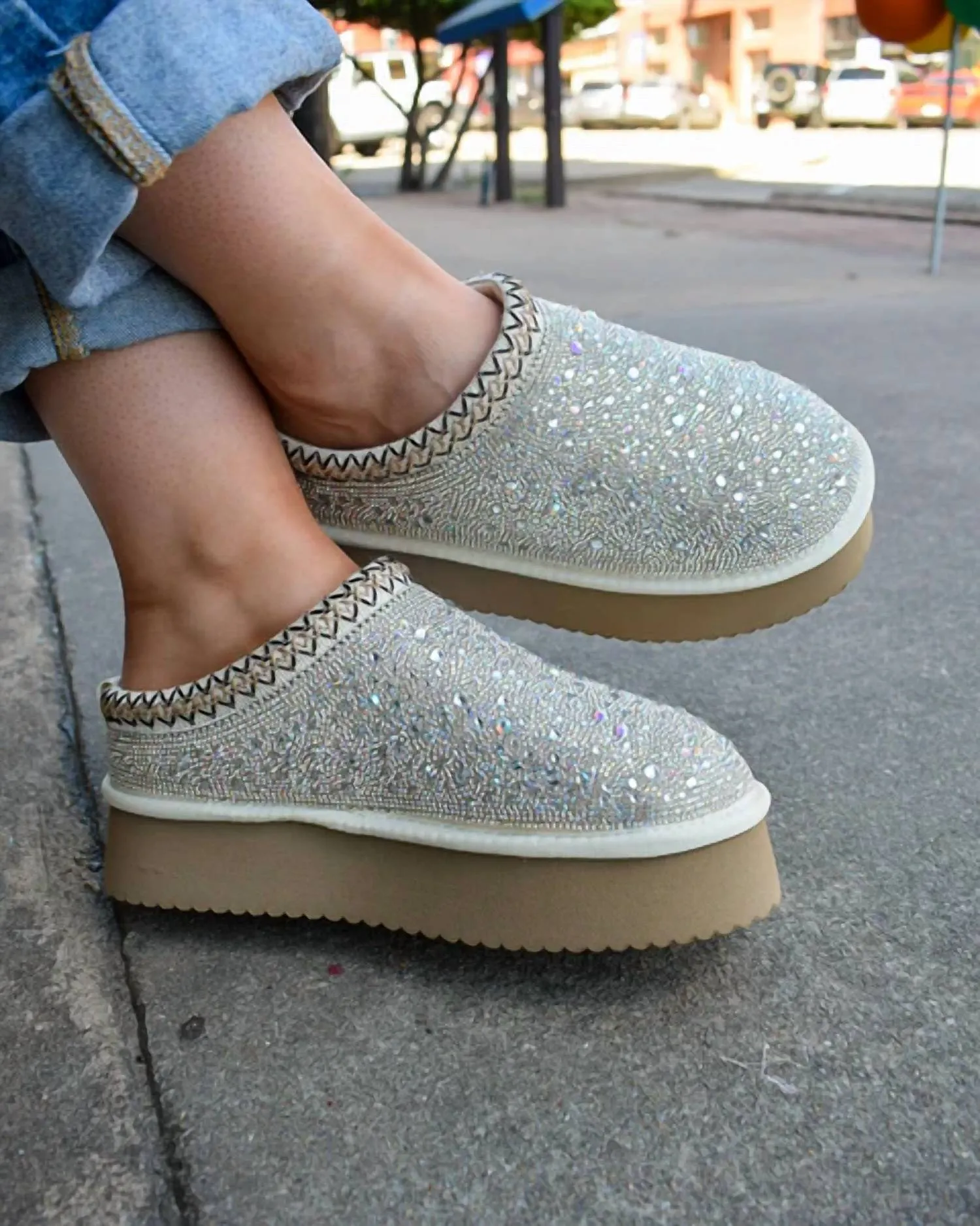 Women's Do Not Disturb Sparkle Clogs In Silver