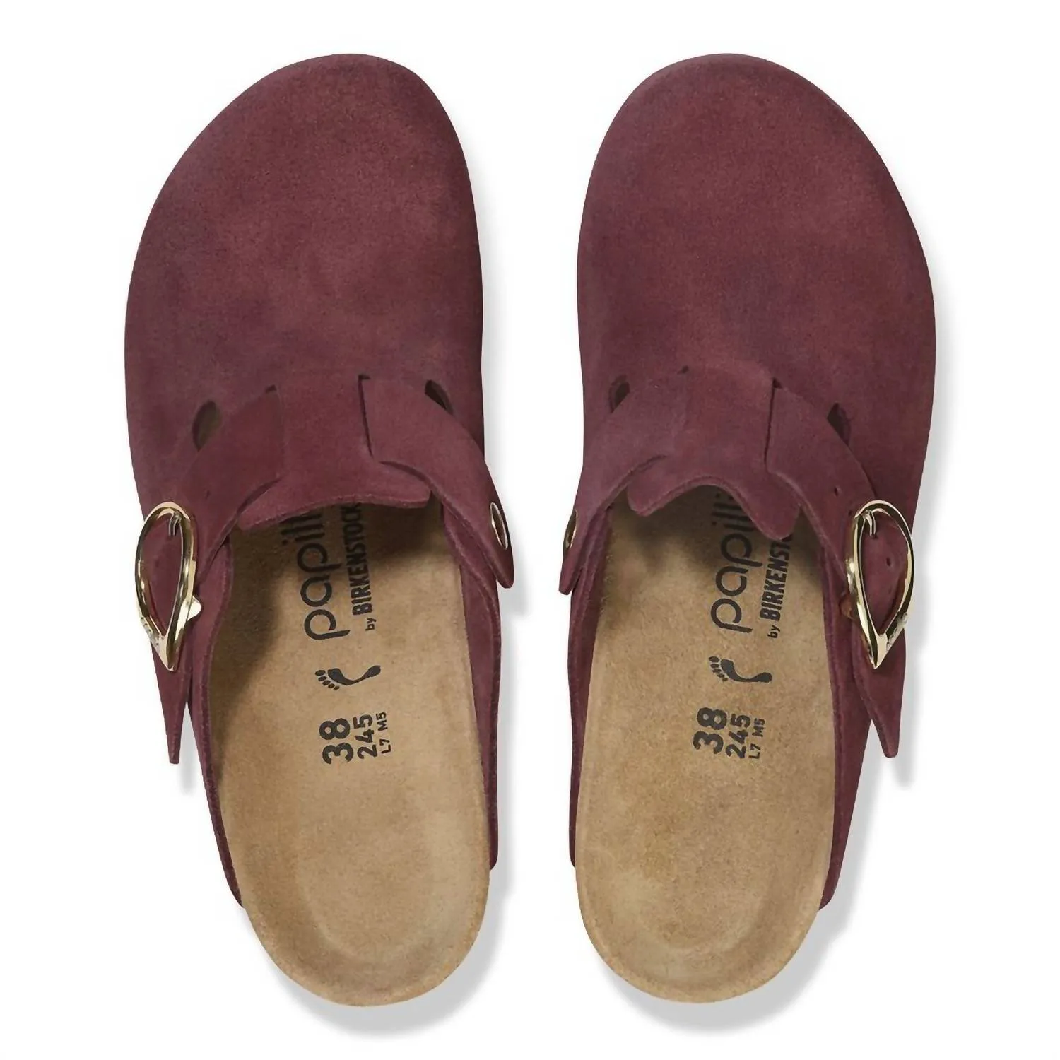 Women's Fanny Ring Buckle Suede Leather Clog - Medium/narrow In Berry Crush